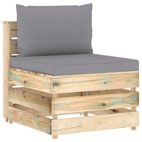 Ecksofa mit grau imprägnierten Holzkissen von vidaXL, Modulare Sofas für den Außenbereich - Ref: Foro24-3074508, Preis: 91,61...