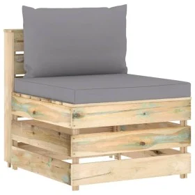 Sectional central sofa with gray impregnated wood cushions by vidaXL, Modular outdoor sofas - Ref: Foro24-3074508, Price: 100...
