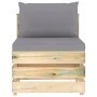 Sectional central sofa with gray impregnated wood cushions by vidaXL, Modular outdoor sofas - Ref: Foro24-3074508, Price: 100...