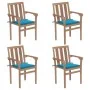 Stackable garden chairs 4 pcs solid teak wood with cushions by vidaXL, Garden chairs - Ref: Foro24-3073383, Price: 491,83 €, ...