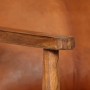 Sillón de cuero auténtico marrón con madera de acacia