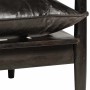 Sofá de 2 plazas cuero auténtico con madera de acacia negro
