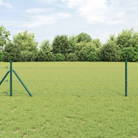 Reja con postes Verde 0.4 x 10 m Acero recubierto de PVC