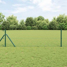 Reja con postes Verde 0.6 x 10 m Acero recubierto de PVC