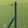 Reja con postes Verde 1 x 10 m Acero recubierto de PVC