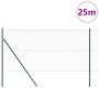 Reja con postes Verde 1 x 25 m Acero recubierto de PVC