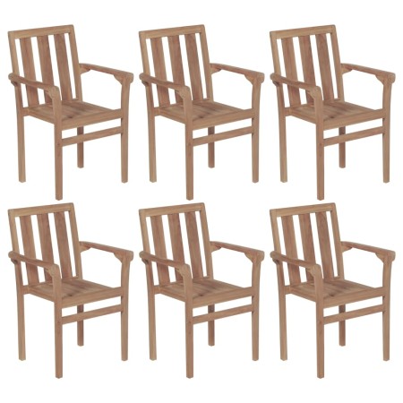 Sillas apilables de jardín 6 uds madera maciza de teca de vidaXL, Sillas de jardín - Ref: Foro24-3073377, Precio: 726,79 €