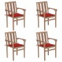 Stackable garden chairs 4 pcs solid teak wood with cushions by vidaXL, Garden chairs - Ref: Foro24-3073385, Price: 516,60 €, ...