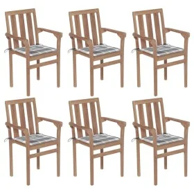Stackable garden chairs 6 pcs solid teak wood with cushions by vidaXL, Garden chairs - Ref: Foro24-3073420, Price: 735,41 €, ...
