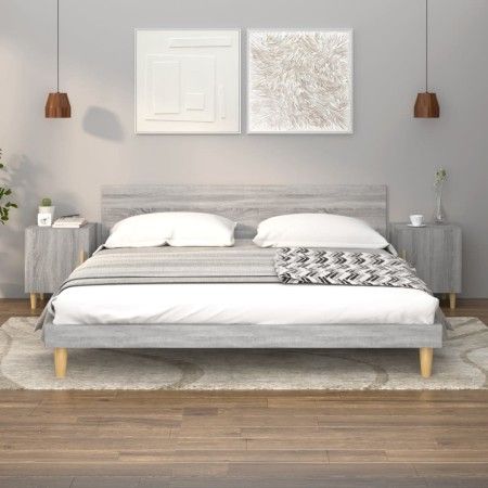 Mesitas de noche 2 uds madera contrachapada gris Sonoma de vidaXL, Mesitas de noche - Ref: Foro24-817312, Precio: 53,32 €, De...