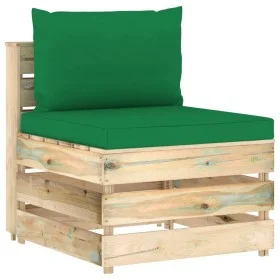 Central sectional sofa with gray impregnated wood cushions by vidaXL, Modular outdoor sofas - Ref: Foro24-3074512, Price: 77,...