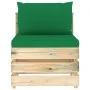 Zentrales Sektionssofa mit Kissen aus grau imprägniertem Holz von vidaXL, Modulare Sofas für den Außenbereich - Ref: Foro24-3...