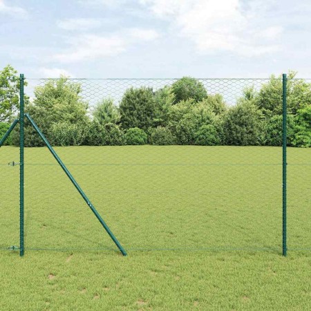 Reja con postes Verde 1.6 x 50 m Acero recubierto de PVC