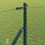 Reja con postes Verde 1 x 100 m Acero recubierto de PVC