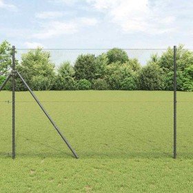 Reja con postes Gris 1.6 x 10 m Acero recubierto de PVC