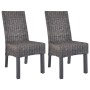 Sillas de comedor 2 unidades ratán Kubu y madera caoba marrón