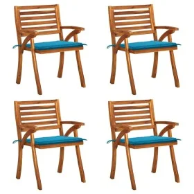 Garden chairs with cushions 4 units solid acacia wood by vidaXL, Garden chairs - Ref: Foro24-3075178, Price: 373,90 €, Discou...
