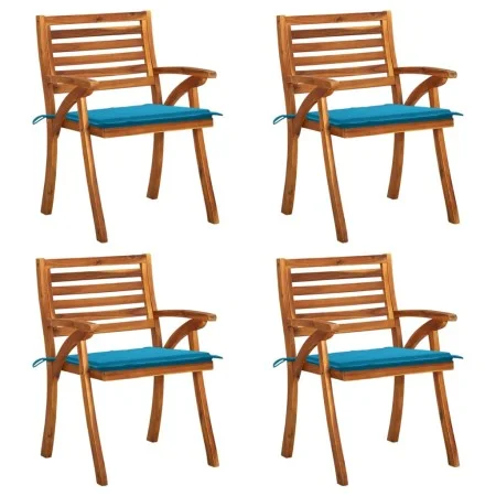 Gartenstühle mit Kissen 4 Einheiten aus massivem Akazienholz von vidaXL, Gartenstühle - Ref: Foro24-3075178, Preis: 373,90 €,...