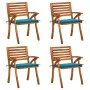 Sillas de jardín con cojines 4 unidades madera maciza de acacia de vidaXL, Sillas de jardín - Ref: Foro24-3075178, Precio: 38...