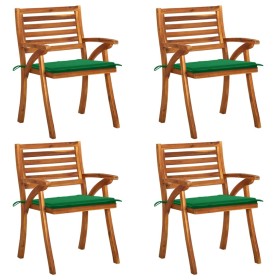 Garden chairs with cushions 4 units solid acacia wood by vidaXL, Garden chairs - Ref: Foro24-3075179, Price: 499,79 €, Discou...