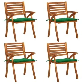 Gartenstühle mit Kissen 4 Einheiten aus massivem Akazienholz von vidaXL, Gartenstühle - Ref: Foro24-3075179, Preis: 381,57 €,...