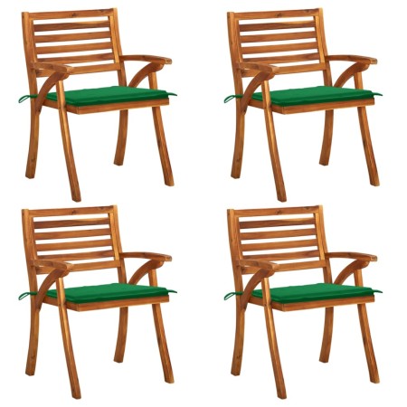 Gartenstühle mit Kissen 4 Einheiten aus massivem Akazienholz von vidaXL, Gartenstühle - Ref: Foro24-3075179, Preis: 499,79 €,...