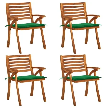 Sillas de jardín con cojines 4 unidades madera maciza de acacia de vidaXL, Sillas de jardín - Ref: Foro24-3075179, Precio: 39...