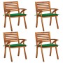 Gartenstühle mit Kissen 4 Einheiten aus massivem Akazienholz von vidaXL, Gartenstühle - Ref: Foro24-3075179, Preis: 499,79 €,...
