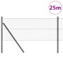 Reja con postes Gris 0.6 x 25 m Acero recubierto de PVC