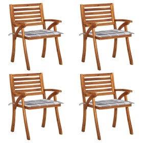 Sillas de jardín con cojines 4 unidades madera maciza de acacia de vidaXL, Sillas de jardín - Ref: Foro24-3075188, Precio: 51...
