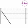 Reja con postes Gris 0.6 x 25 m Acero recubierto de PVC