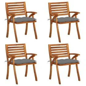 Sillas de jardín con cojines 4 unidades madera maciza de acacia de vidaXL, Sillas de jardín - Ref: Foro24-3075190, Precio: 39...