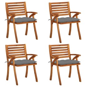 Sillas de jardín con cojines 4 unidades madera maciza de acacia de vidaXL, Sillas de jardín - Ref: Foro24-3075190, Precio: 50...