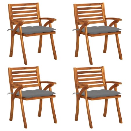 Gartenstühle mit Kissen 4 Einheiten aus massivem Akazienholz von vidaXL, Gartenstühle - Ref: Foro24-3075190, Preis: 506,39 €,...
