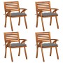 Gartenstühle mit Kissen 4 Einheiten aus massivem Akazienholz von vidaXL, Gartenstühle - Ref: Foro24-3075190, Preis: 506,39 €,...