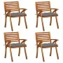 Sillas de jardín con cojines 4 unidades madera maciza de acacia de vidaXL, Sillas de jardín - Ref: Foro24-3075190, Precio: 41...