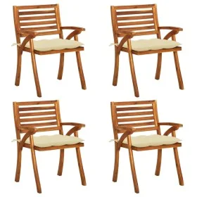 Garden chairs with cushions 4 units solid acacia wood by vidaXL, Garden chairs - Ref: Foro24-3075191, Price: 386,17 €, Discou...