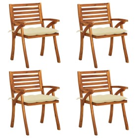 Gartenstühle mit Kissen 4 Einheiten aus massivem Akazienholz von vidaXL, Gartenstühle - Ref: Foro24-3075191, Preis: 389,17 €,...
