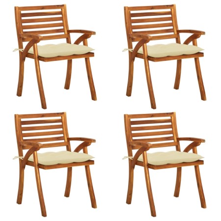 Gartenstühle mit Kissen 4 Einheiten aus massivem Akazienholz von vidaXL, Gartenstühle - Ref: Foro24-3075191, Preis: 389,17 €,...