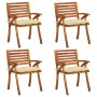 Gartenstühle mit Kissen 4 Einheiten aus massivem Akazienholz von vidaXL, Gartenstühle - Ref: Foro24-3075191, Preis: 389,17 €,...