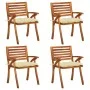 Sillas de jardín con cojines 4 unidades madera maciza de acacia de vidaXL, Sillas de jardín - Ref: Foro24-3075191, Precio: 38...