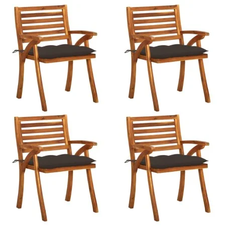 Gartenstühle mit Kissen 4 Einheiten aus massivem Akazienholz von vidaXL, Gartenstühle - Ref: Foro24-3075197, Preis: 413,35 €,...