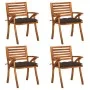Gartenstühle mit Kissen 4 Einheiten aus massivem Akazienholz von vidaXL, Gartenstühle - Ref: Foro24-3075197, Preis: 413,35 €,...