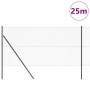 Reja con postes Gris 1.2 x 25 m Acero recubierto de PVC