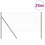 Reja con postes Gris 1.2 x 25 m Acero recubierto de PVC