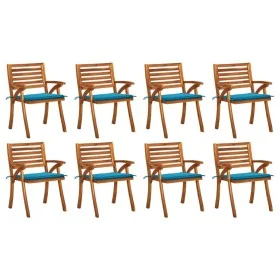 Gartenstühle 8 Stück aus massivem Teakholz mit Kissen von vidaXL, Gartenstühle - Ref: Foro24-3075205, Preis: 692,28 €, Rabatt: %