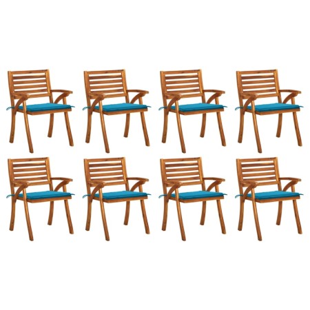 Gartenstühle 8 Stück aus massivem Teakholz mit Kissen von vidaXL, Gartenstühle - Ref: Foro24-3075205, Preis: 740,99 €, Rabatt: %