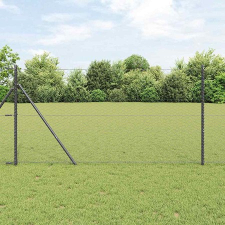 Reja con postes Gris 1.2 x 25 m Acero recubierto de PVC