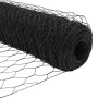 Reja con postes Gris 1.2 x 25 m Acero recubierto de PVC