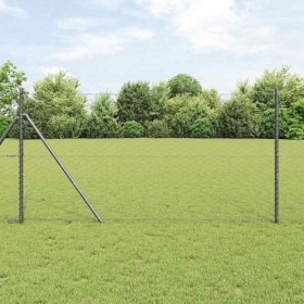 Reja con postes Gris 1.2 x 25 m Acero recubierto de PVC